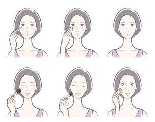 メイクをしている女性のイラスト