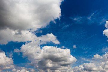 blue sky furrowed by dense clouds