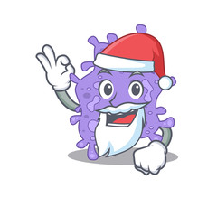 Staphylococcus aureus Santa cartoon character with cute ok finger