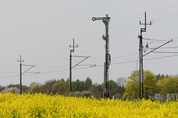 SEMAPHORE - Railway track among agricultural fields
