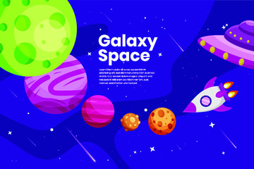Naklejka premium Flat Galaxy Space colorful background
