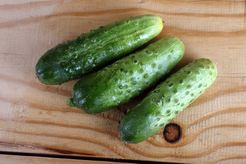 Cucumbers on table
