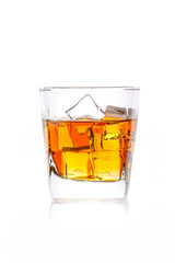 Glass of whiskey isolated