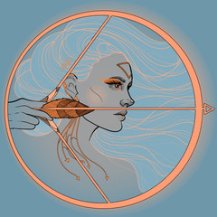 girl sagittarius horoscope zodiac bow and arrow - 344803368