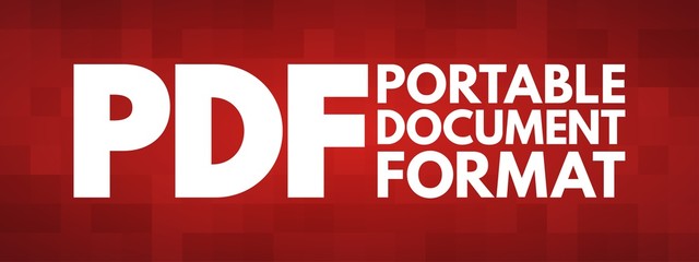 PDF - Portable Document Format acronym, technology concept background