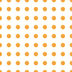 Seamless pattern of isolated slices of orange. Wallpaper for background, design and packaging.