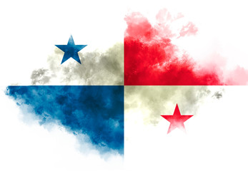 Panama flag performed from color smoke on the white background. Abstract symbol.
