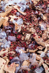 Rotten strawberries on the landfill
