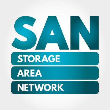 SAN - Storage Area Network acronym, technology concept background