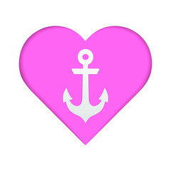 pink heart shaped anchor, vector illustrator