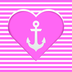Anchor with rope heart shape logo design template.