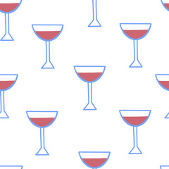 Vintage seamless pattern with red wine glass silhouettes. Vector illustration.