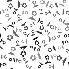 Black Flower icon isolated seamless pattern on white background. Vector Illustration