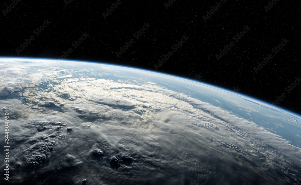 Fototapete view of planet earth close up with atmosphere during a sunrise 3d rendering elements of this image f