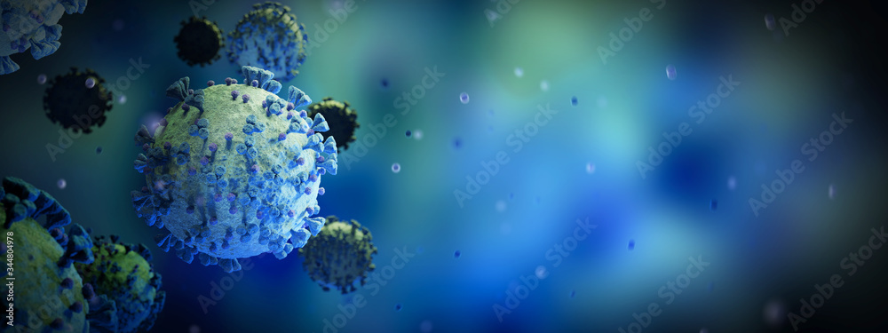 Aufkleber microscopic close-up of the covid-19 disease. coronavirus illness spreading in body cell. 2019-ncov 