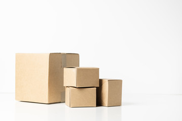 Group of cardboard box isolated on white background with clipping path.