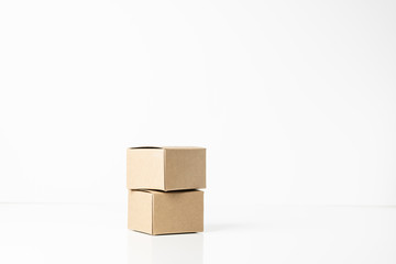 Group of cardboard box isolated on white background with clipping path.