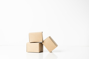 Group of cardboard box isolated on white background with clipping path.