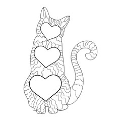Outline of a cat on a white background, Doodle illustration