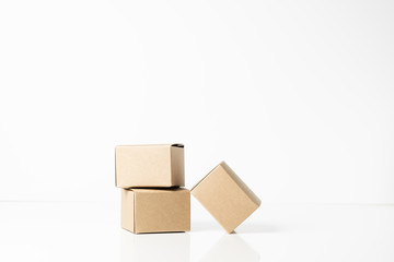 Group of cardboard box isolated on white background with clipping path.