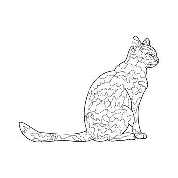 Outline of a cat on a white background, Doodle illustration