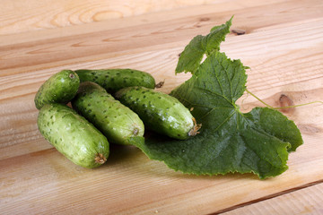 Cucumbers on table