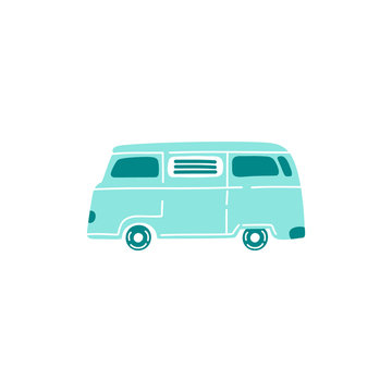 camper van isolated on white, side view