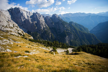 Fototapeta na wymiar Julian Alps landscape under Prisojnik peak