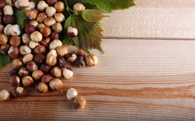 Hazelnuts on table