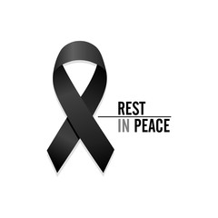 Black ribbon. Rest in Peace. Vector illustration - 344808175