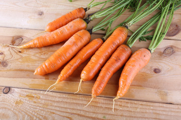 Carrots harvest on table