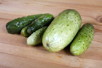 Cucumbers on table