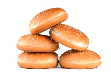 hamburger rolls on a white background