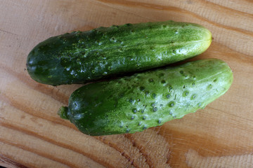 Cucumbers on table