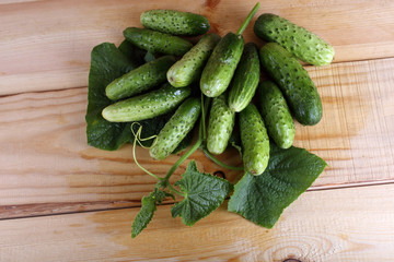 Cucumbers on table