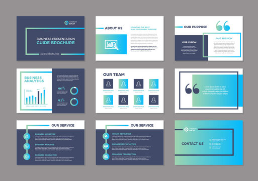 Business Presentation Brochure Guide Design | Powerpoint  Slide Template | Sales Guide Slider