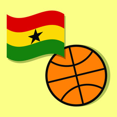 Basketball ball with Ghana national flag 