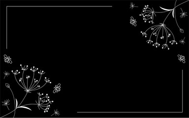 postcard background plants umbrellas black and white vector
