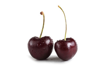 Cherries isolated on white background