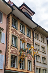 Fototapeta na wymiar Frescoed building in old city, Lucerne, Switzerland