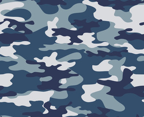 Military blue camouflage military vector background. Modern design.