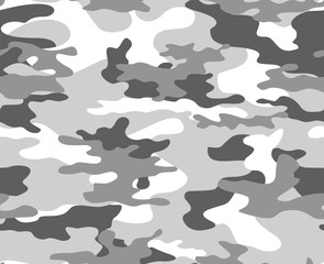  Gray camouflage seamless pattern on textiles. Military background. Vector
