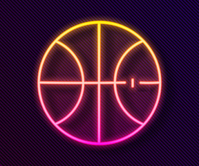 Glowing neon line Basketball ball icon isolated on black background. Sport symbol. Vector Illustration