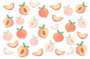 Peach illustration drawing. Peach wallpaper. Peach pattern. Peach texture. Fruit. Tropical fruit