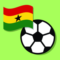 Football ball with Ghana national flag 