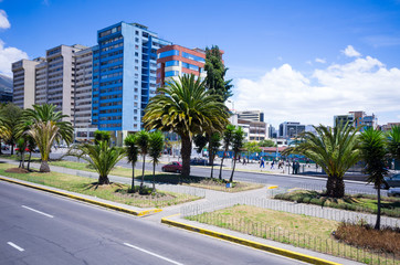 Fototapeta na wymiar modern avenue in Quito Ecuador