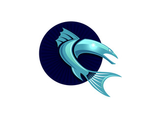 Fototapeta premium fish baracuda logo design vector ilustration