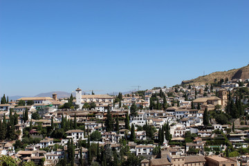Fototapeta na wymiar Landscape of the Albayzín neighborhood in Granada from the Alhambra in Granada