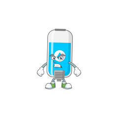Mascot design style of wall hand sanitizer with angry face