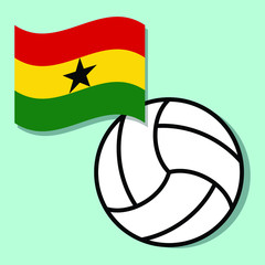 Volleyball ball with Ghana national flag